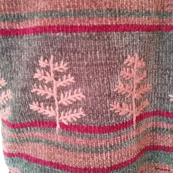 Vintage Christopher & Banks Hand Embroidered Stripe Sweater MEDIUM Brown Red - Picture 9 of 16